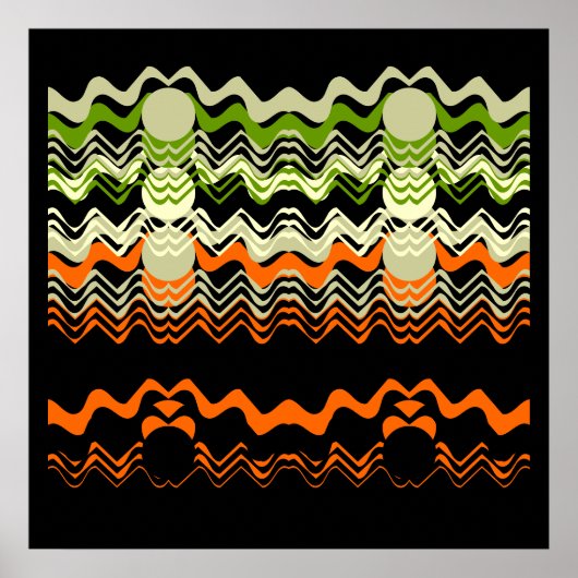24x24" Schwarz-Orange-Grün, Print Poster (Vorne)