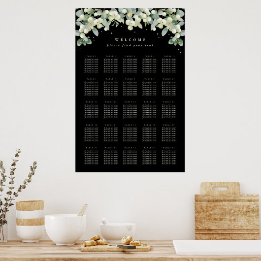 24x36" 25 Tische mit 8 Sitzen Chart Poster (Küche)