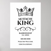 24x36 Black Crown King Mustache Barbershop-Zeichen Poster (Vorne)