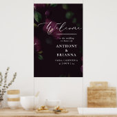 24x36" Moody Lila Bloom Grunge Wedding Willkommen Poster (Küche)