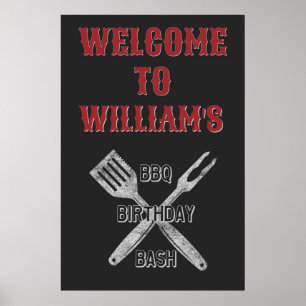 24x36 Willkommensschild für eine Geburtstags-Garte Poster