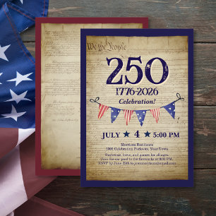 250. 4. Juli Vintage Patriotische USA-Party Einladung