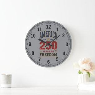 250. America Liberty 1776 Freiheit patriotischer S Große Wanduhr