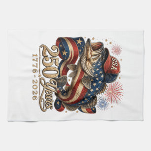 250 Amerika 1776 2026 Bassfischen USA-Flagge Geschirrtuch