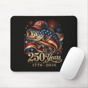 250 Amerika 1776 2026 Bassfischen USA-Flagge Mousepad