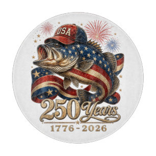 250 Amerika 1776 2026 Bassfischen USA-Flagge Schneidebrett