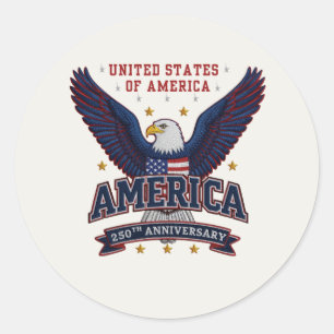 250. Amerika-Jubiläum Runder Aufkleber