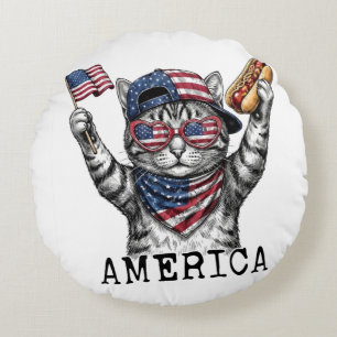 250. Amerika Liberty Free Patriotische Streifen Ka Rundes Kissen