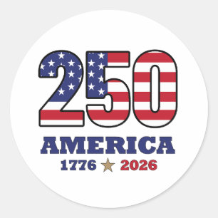 250 Amerika Patriotisches Flaggen-Design 1776 20 Runder Aufkleber