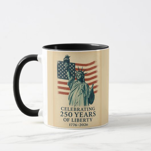 250 Anniversary Statue of Liberty Over Flag Tasse (Links)