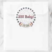 250 Baby America 250 Patriotic Fireworks Design Runder Aufkleber (Tasche)