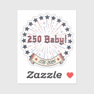 250 Baby America 250 Patriotisches Feuerwerk-Desig Aufkleber