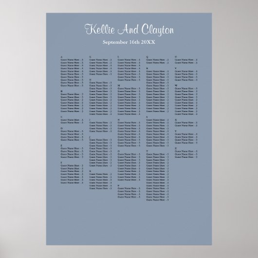 250+ Blue Simple Wedding Poster (Vorne)
