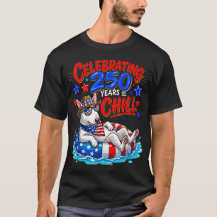 250. Chill 4. Juli US-Flagge Bull feiern T-Shirt