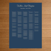 250+ Classic Blue Simple Wedding Seating Chart Poster