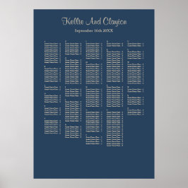 250+ Classic Blue Simple Wedding Seating Chart Poster