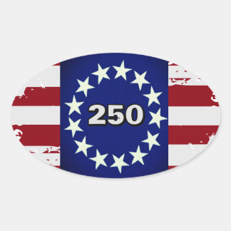 250 Colonial Flag Oval Aufkleber