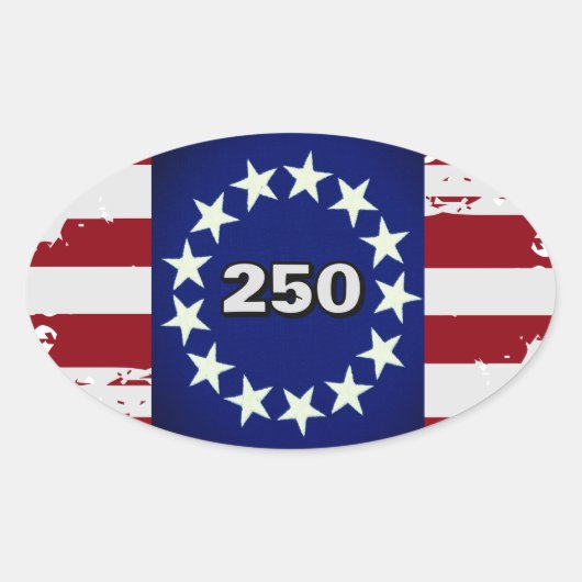 250 Colonial Flag Oval Aufkleber (Vorderseite)