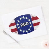 250 Colonial Flag Oval Aufkleber (Umschlag)