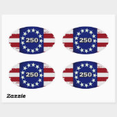 250 Colonial Flag Oval Aufkleber (Blatt)