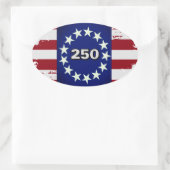 250 Colonial Flag Oval Aufkleber (Tasche)