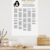 250 Funny Pinguin Greeter Wedding Seating Chart Poster (Küche)