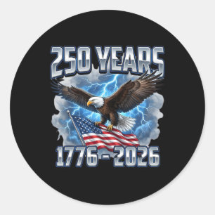 250. Geburtstag 250 Jahre 1776-2026 Adler und Flag Runder Aufkleber