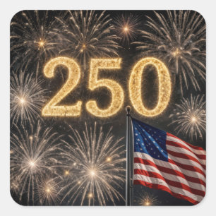 250. Geburtstag der amerikanischen Flagge und Feue Quadratischer Aufkleber