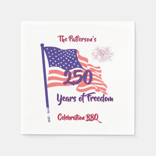 250. Geburtstags-Patriotischer-BBQ-Script Serviette (Vorderseite)