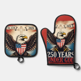 250 Independence Adler Emblem Banner Ofenhandschuh & Topflappen-Set