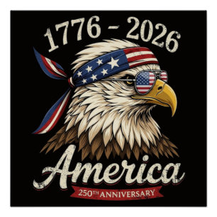 250 Jahr Amerika 1776 2026 Adler Vintage Poster