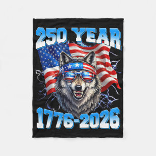 250 Jahr Amerikanisch 1776 2026 250. Wolf Patrioti Fleecedecke
