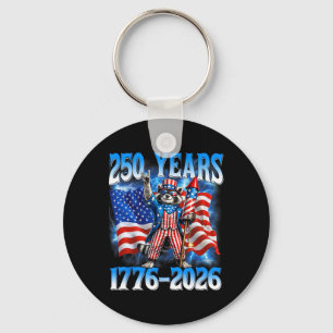250 Jahr Amerikanisch 250. Jubiläum USA Waschbär 4 Schlüsselanhänger