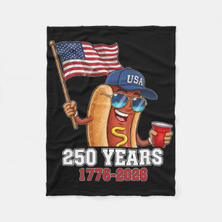 250 Jahre 1776-2026 250. Geburtstag Hotdog  Fleecedecke