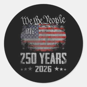 250 Jahre 1776 2026 250. Geburtstag USA-Flagge Wir Runder Aufkleber