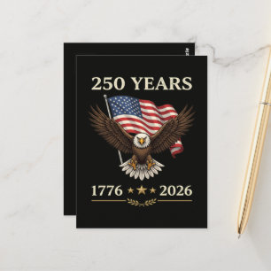 250 Jahre 1776 2026 Adler Amerikanische Flagge Postkarte