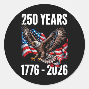 250 Jahre 1776-2026 Patriotische Adlerflagge 2026 Runder Aufkleber