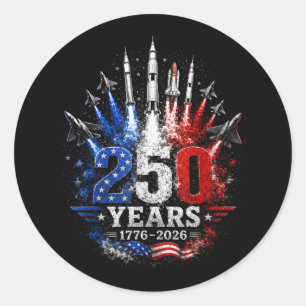 250 Jahre 1776–2026 Patriotische Himmelsfeier Frei Runder Aufkleber