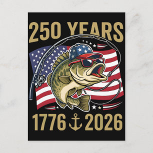 250 Jahre 1776 2026 patriotischer Barschangeln Ame Feiertagspostkarte