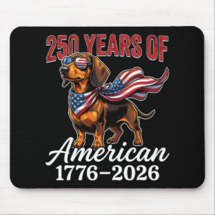 250 Jahre 1776–2026 USA-Flagge Hund Dachshund 4.  Mousepad