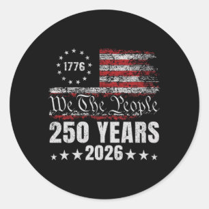 250 Jahre 1776-2026 Vintage Patriotisch 250. Gebur Runder Aufkleber