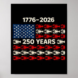 250 Jahre 1776-2026 Vintage-USA-Flagge Crawfish-Ko Poster
