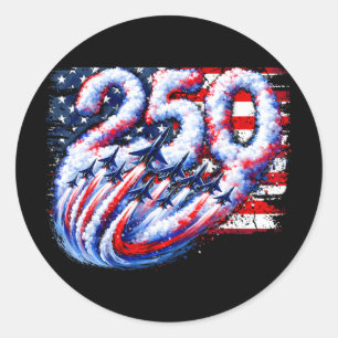 250 Jahre Amerika 1776 2026 Kampfflugzeug Flugzeug Runder Aufkleber