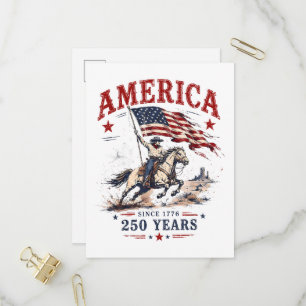 250 Jahre Amerika 1776 2026 Patriotischer Cowboy Einladungspostkarte