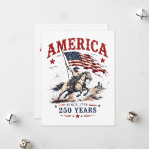 250 Jahre Amerika 1776 2026 Patriotischer Cowboy Feiertagskarte