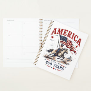 250 Jahre Amerika 1776 2026 Patriotischer Cowboy  Planer