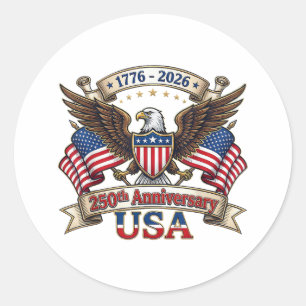 250 Jahre Amerika 250. 4. Juli Jubiläum 1 Runder Aufkleber