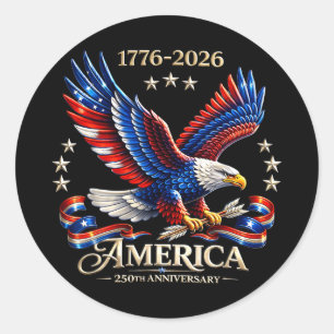 250 Jahre Amerika 250. 4. Juli-Jubiläum Runder Aufkleber