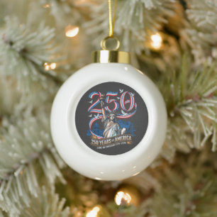 250 Jahre Amerika-Jubiläum 1776 2026 Keramik Kugel-Ornament