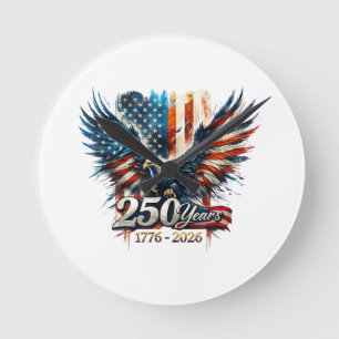 250 Jahre Amerika-Jubiläum 250. Unabhängigkeit D Runde Wanduhr